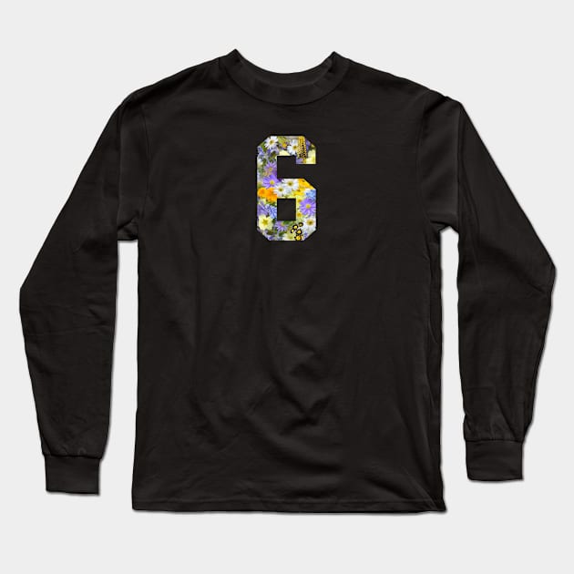 Floral Number 6 Long Sleeve T-Shirt by Eric Okore